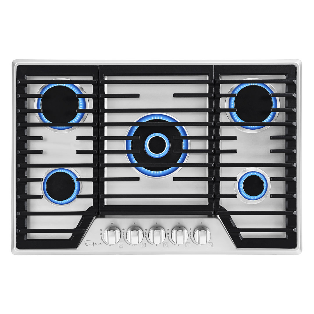 Empava 30" Recessed Gas Stove Cooktop, with 5 Italy SABAF Sealed Burner, NG/LPG Convertible, in Stainless Steel Empava