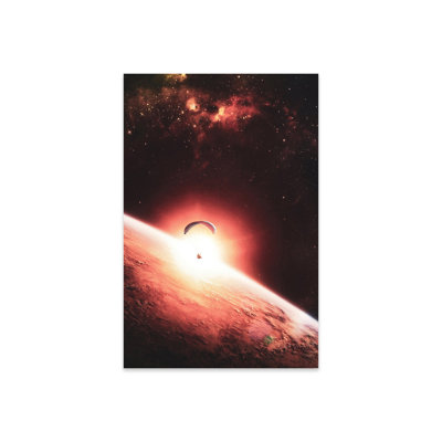 Space Parachutist Over Mars Planet