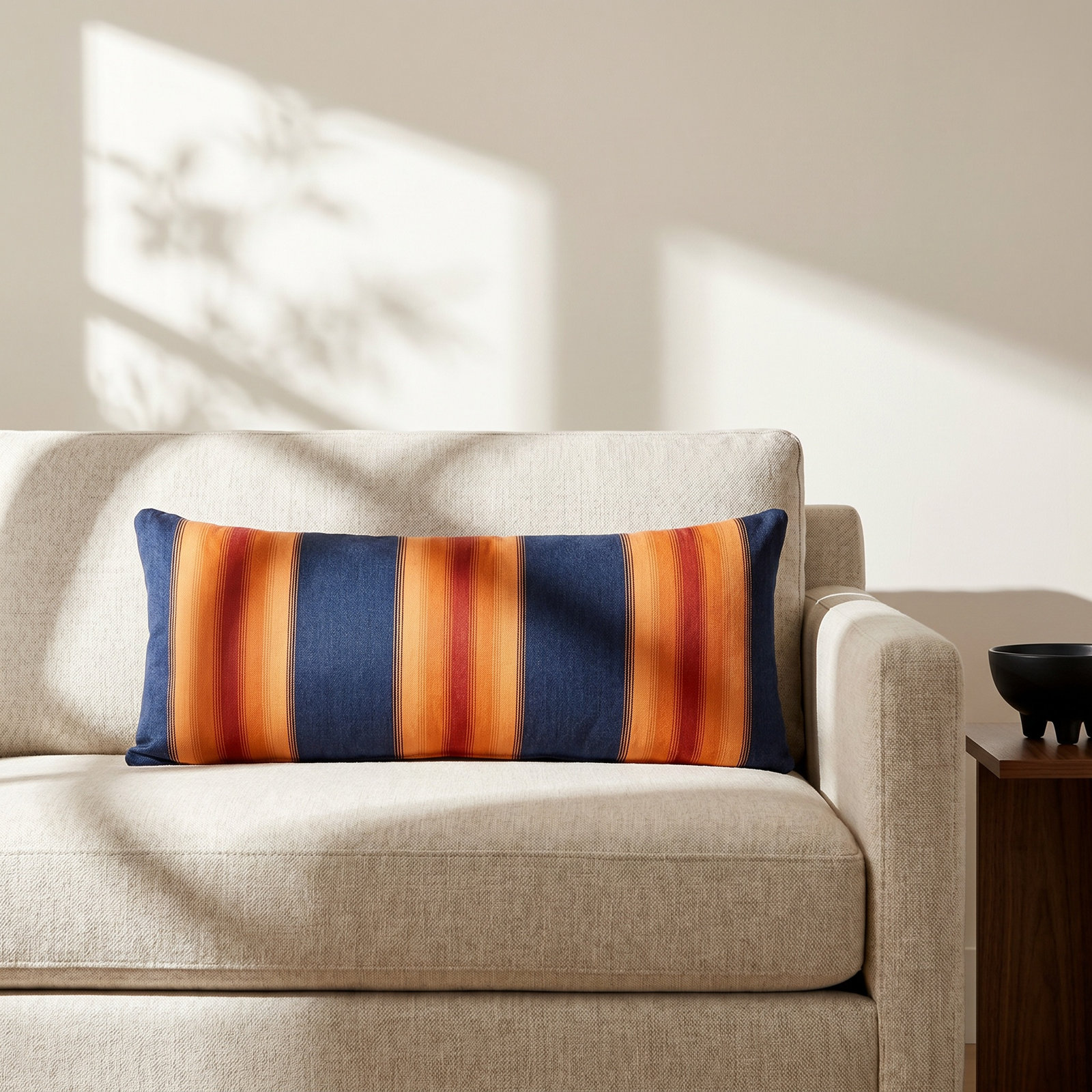 Reversible Throw Pillow, Navy/Orange