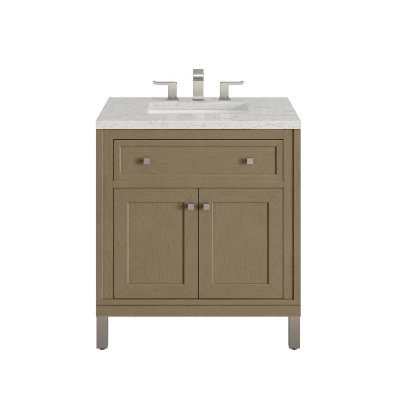 Chicago 30'' W Single Vanity, Eternal Jasmine Pearl, 8" Widespread, Walnut Whisper