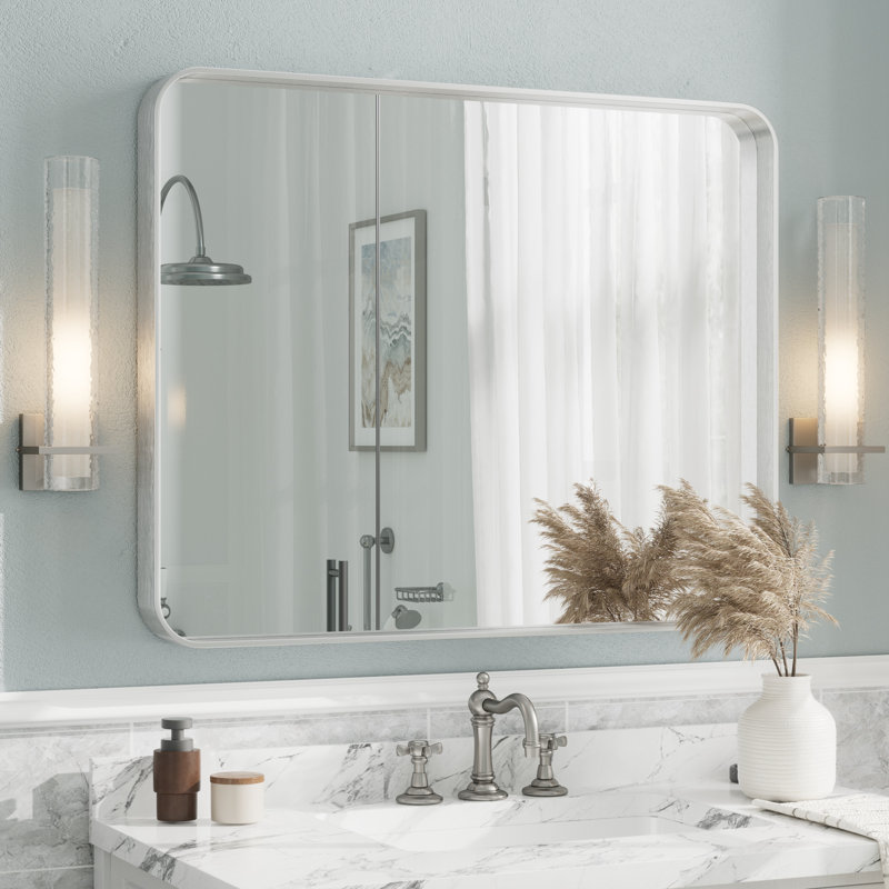 Miroir mural Aevar, 40 po x 32 po, Argent brossé