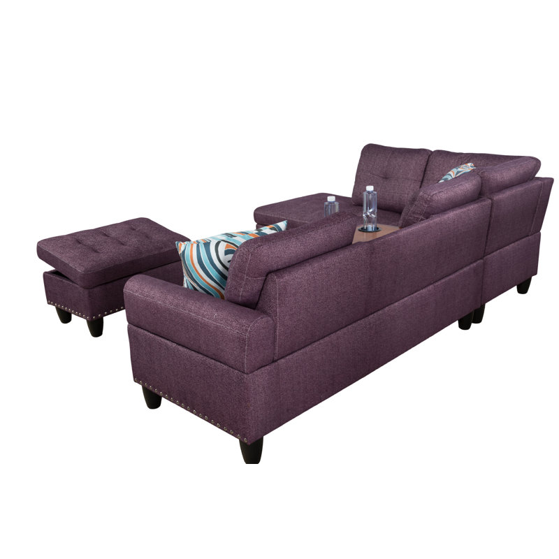 Canapé et méridienne de 97 po de large avec repose-pieds Manervia, Mauve, Orienté à gauche (vu de face)