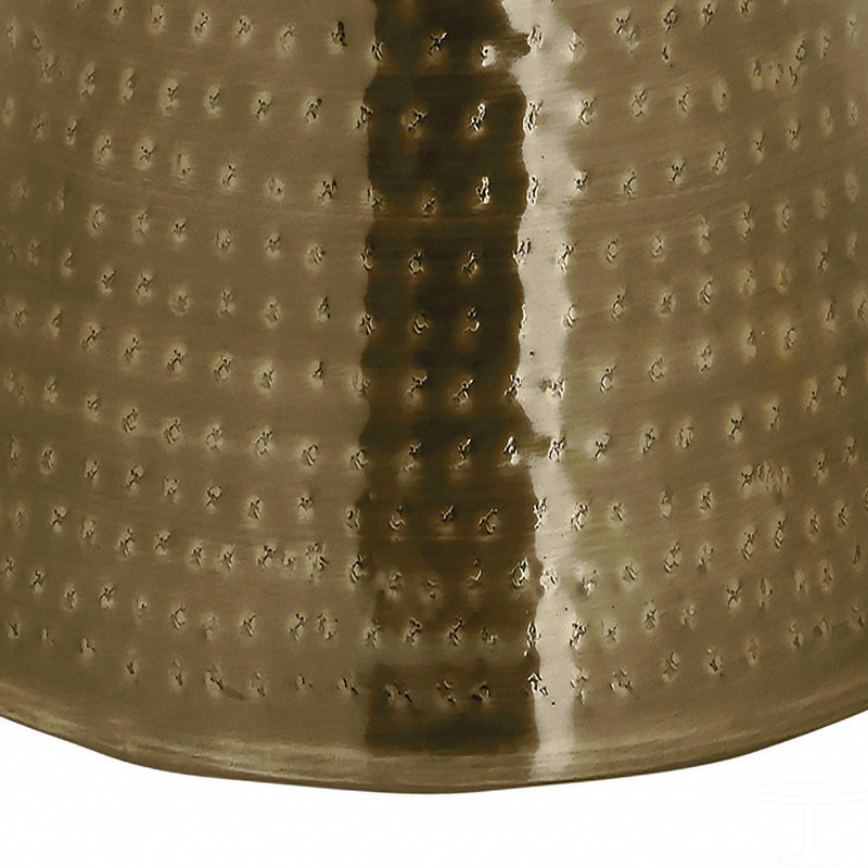 Table d'appoint, tambour, côté, bout, table de chevet, lampe, métal doré, contemporain, moderne, Doré