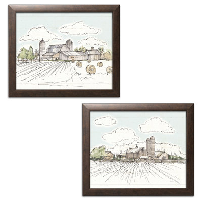 « farm mémoires i & ii shiplap », ensemble de 2 reproductions de peintures à l’aquarelle