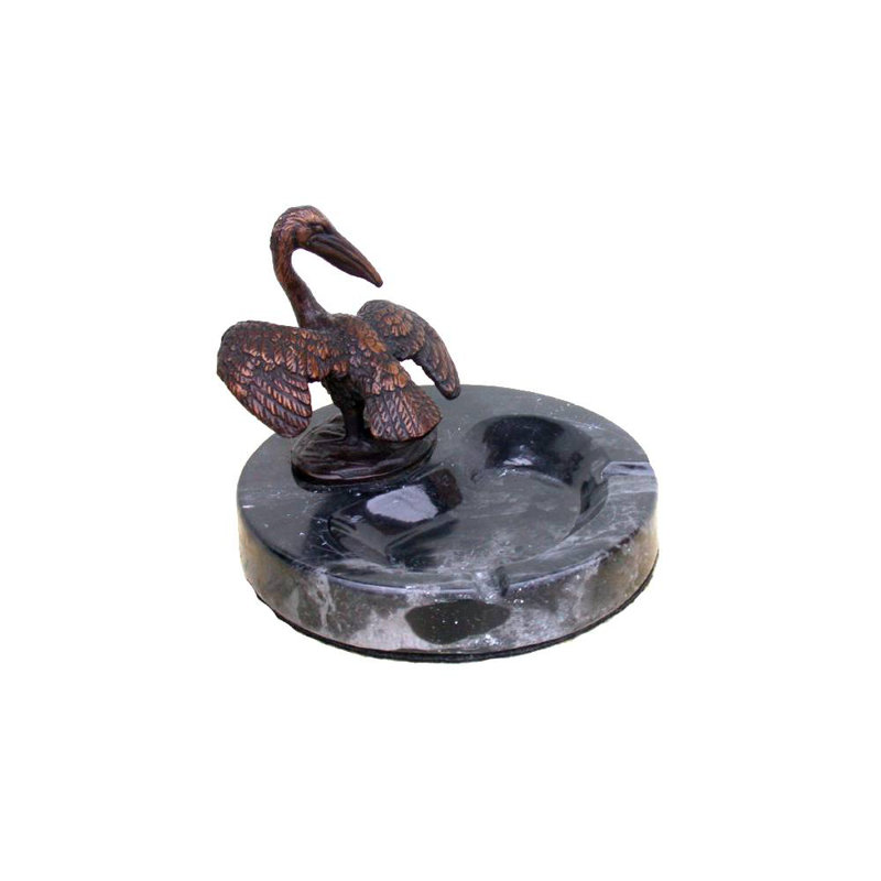 Cendrier pélican bronze et marbre