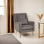 Azarion Grey Velvet Chair With Gold Finish Legs-93609981