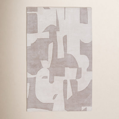 Taupe Cream Hand-Woven Abstract Rug
