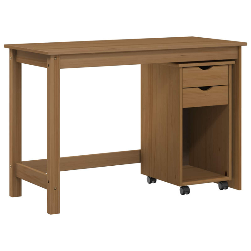 Solid Wood Writing Desk, Honey Brown