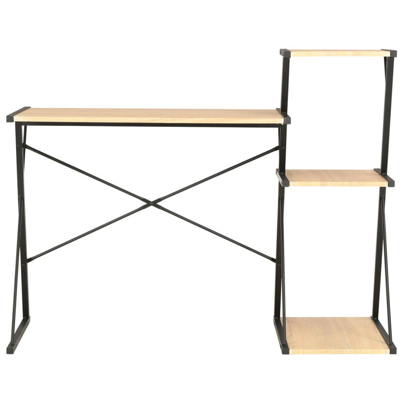 Alexandre Metal Base Writing Desk, Oak, Black