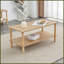 Table basse à 2 niveaux pour le salon - bois massif et amp; Panneau de fibres à densité moyenne, facile à nettoyer, rangement ouvert, pieds en bois d'hévéa stables-147176703
