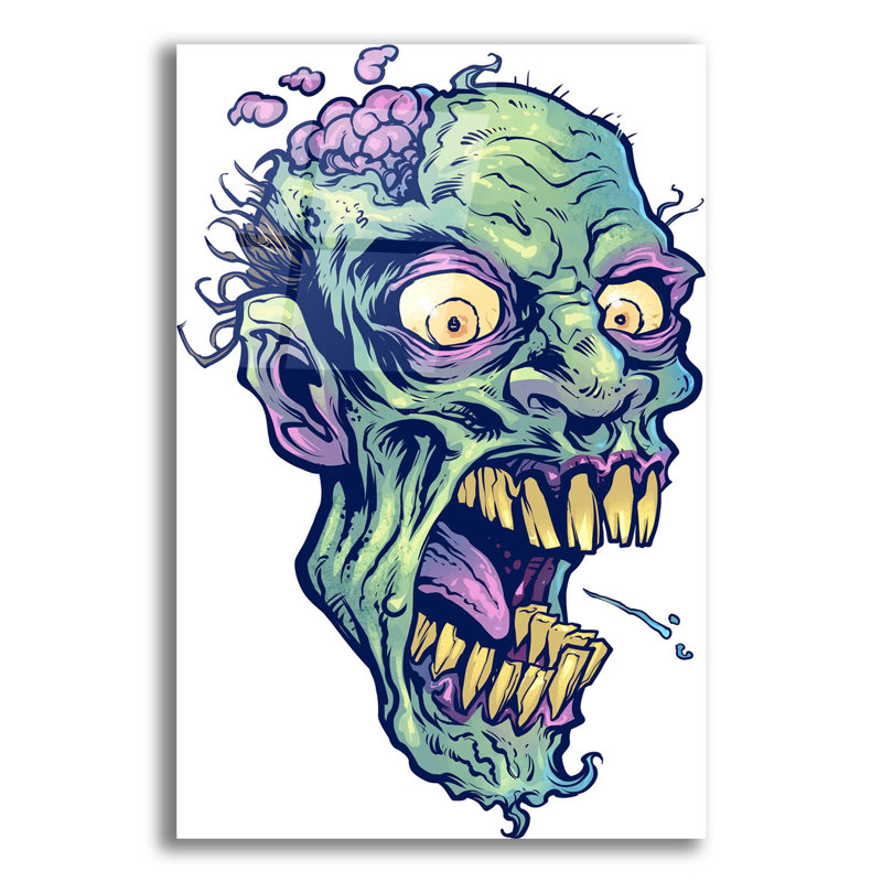 Motif de zombie tête 14 sur plastique / acrylique par Flyland Designs Print, H 24 po x l 16 po x P 0,2 po
