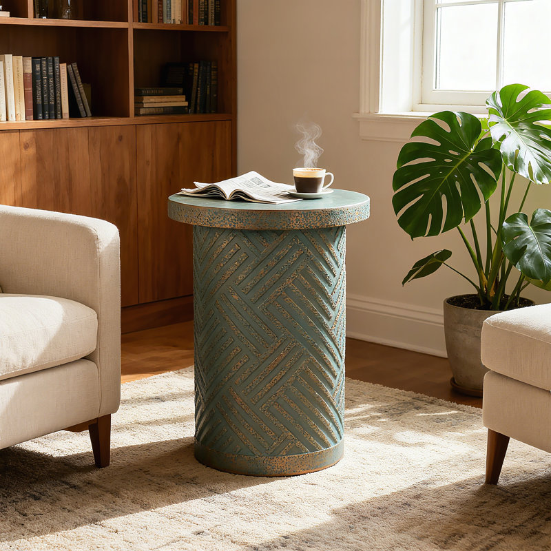 Table d'appoint de patio ronde en ciment