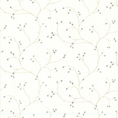 Papier peint embossé floral 33 'x 20,5 "Countryside Rosehip Trail
