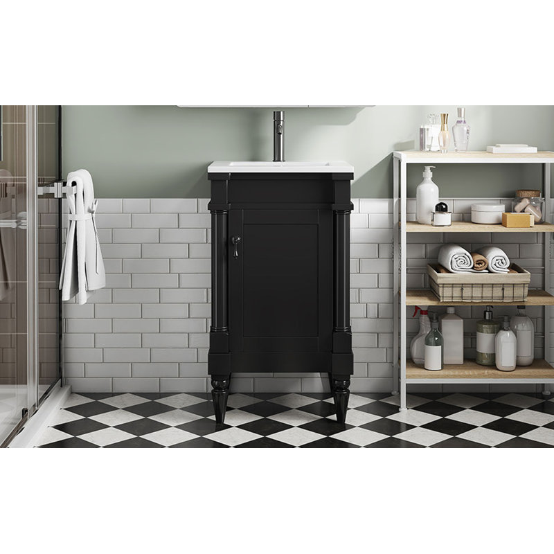 Meuble-lavabo moderne de 18 pouces avec lavabo, Noir