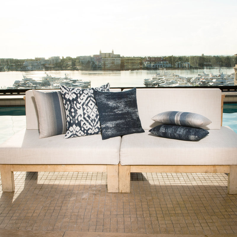 Ambiance Square Indoor/Outdoor Pillow Cover & Insert, Indigo, 22"H x 22"W