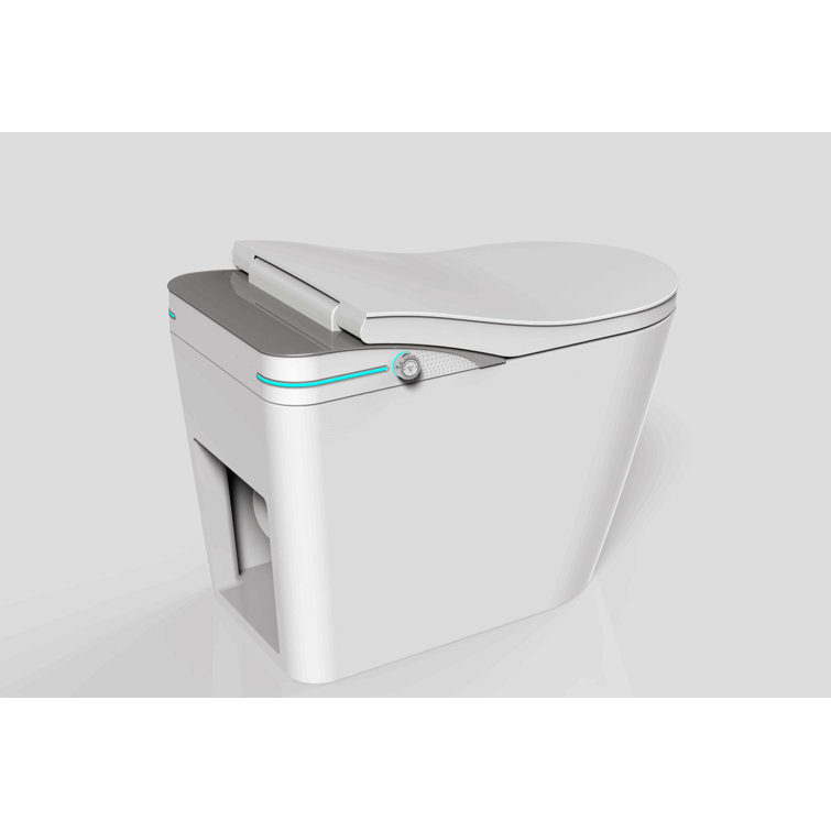 Smart Toilet With Built-In Heated Seat, Tankless Toilet With Auto Flushing, Adjustable Seat Temp, Flush Remote Control Led Digital Display, Elongated