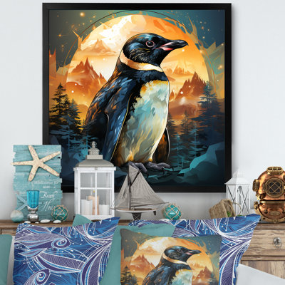 Sunset Penguin Icebound Charm II - Penguin Wall Art