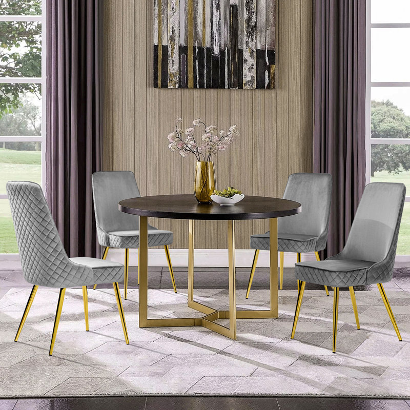 Chaise d'appoint rembourrée en velours, gris