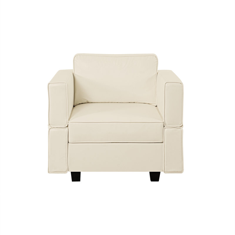 Getta Upholstered Armchair, Beige Leather