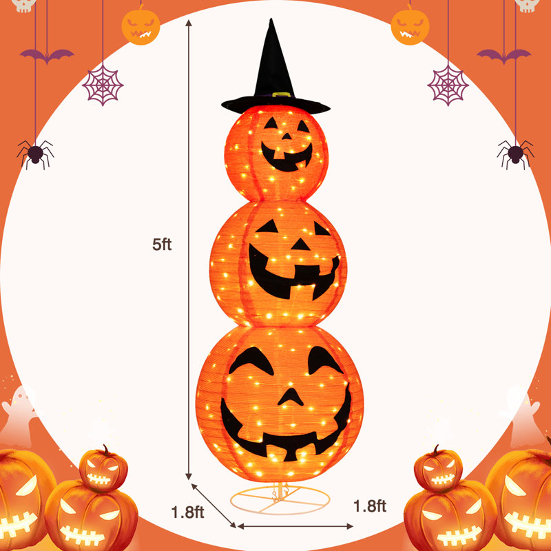 Citrouille d'Halloween pliable 3 lumières superposées illuminées