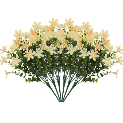 6 paquets de fleurs artificielles pour l'extérieur et l'intérieur, fleurs en soie 14,6 po, fausses fleurs sauvages, bouquet de fleurs sauvages pour la fête de mariage, décoration de patio de jardin (jaune)