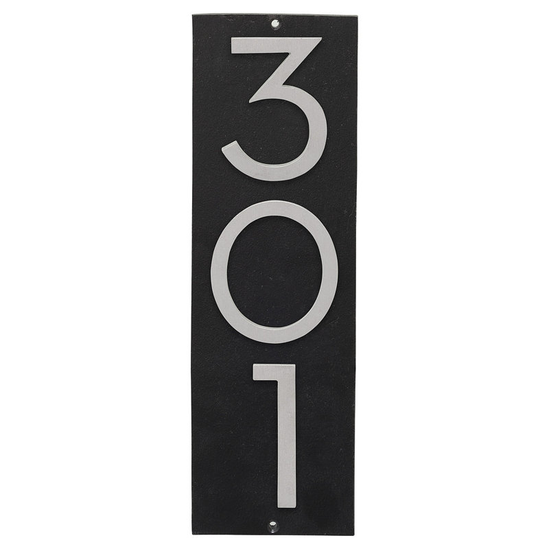 Plaque d'adresse murale sur 1 ligne, Noir / aluminium brossé, Oui