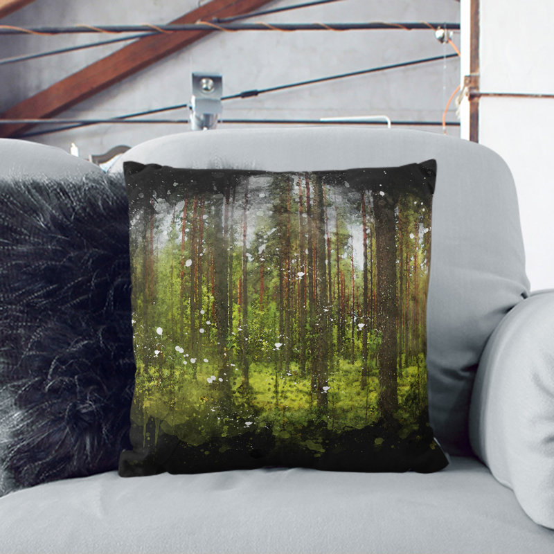 Green Forest Vol.1 Paint Splash Square Throw Cushion, Stone, 55cm H x 55cm W x 20cm D