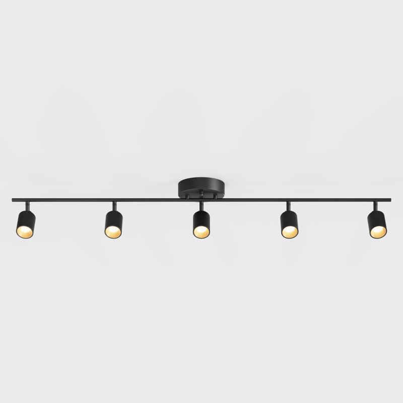 Éclairage sur rail noir 5 lumières 5CCT Shura, Noir mat