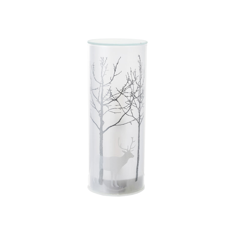 Lampe en verre à DEL avec arbres et renne