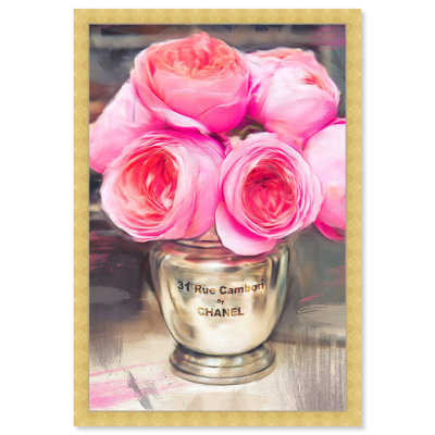 «Pink Peony Bouquet Fashion» - Cadre flottant, impression sur papier