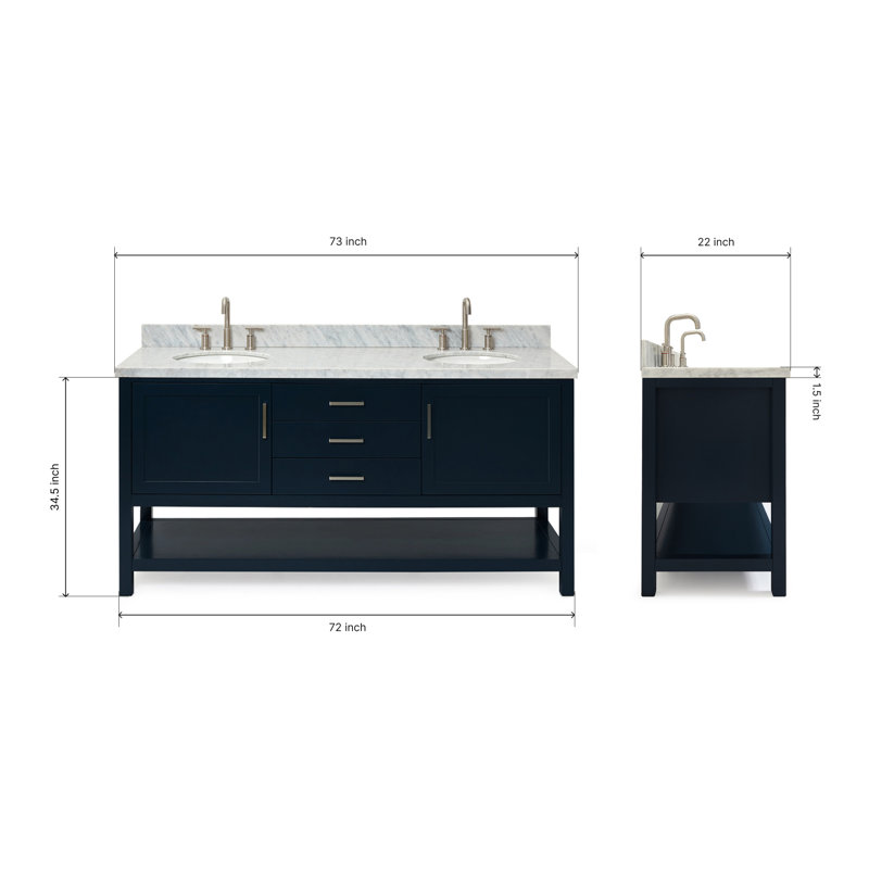 Bayhill 73'' W Double Vanity, Gray, Oval