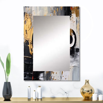Gold Black Multifaceted Whirls - Modern Rectangular Wall Mirror