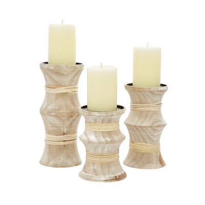 Ensemble de chandelles de table en bois 3 pièces