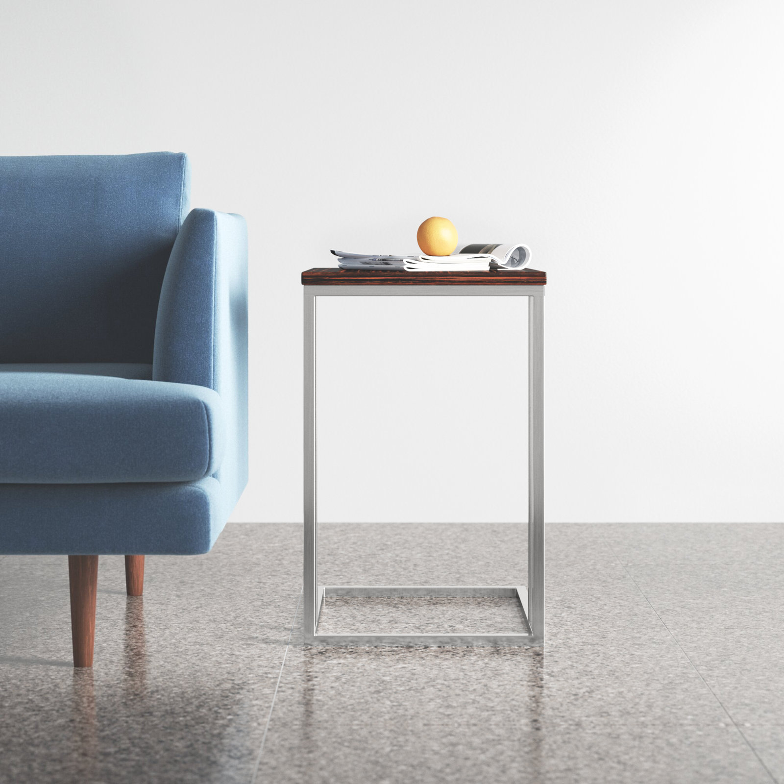 Hampshire End Table, Ebony Top/Silver Base