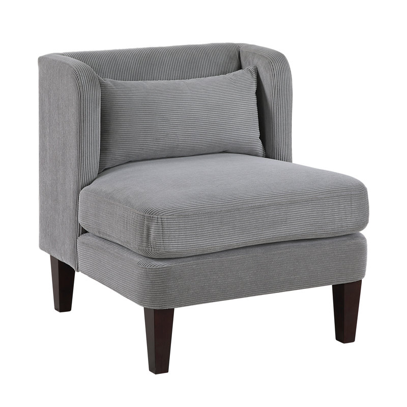 Chaise de salon en gris foncé avec 100% velours côtelé et pieds en mousse, Gris foncé