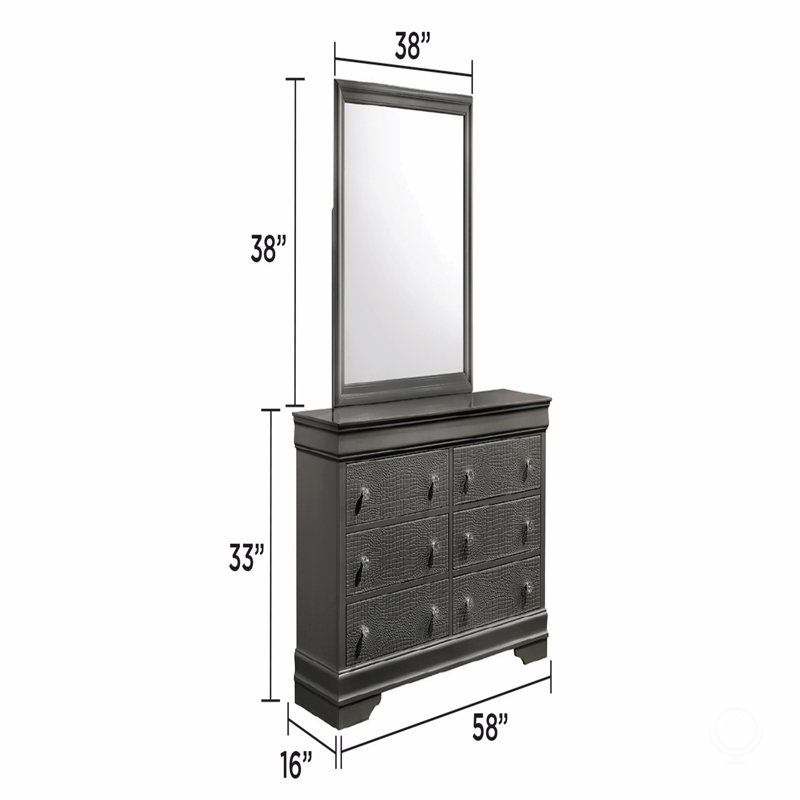 Miroir de style moderne en bois, Gris