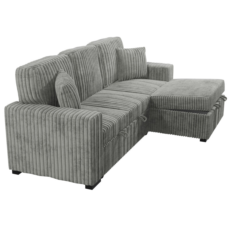 Vroni 2-Piece Convertible Sectional, Smoke Wide-Welt Corduroy