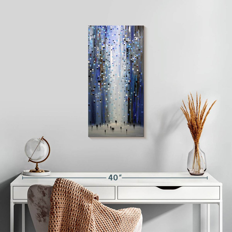 Lumières bleues urbaines, H 24 po x l 12 po