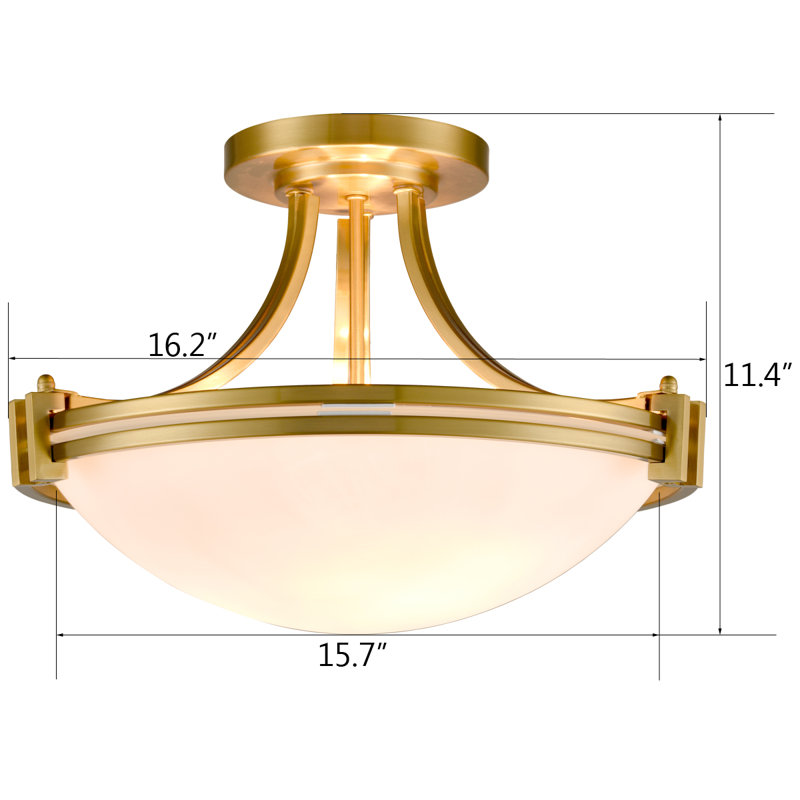 Plafonnier semi-encastré 3 lumières 16,2 po Odegaard, Or