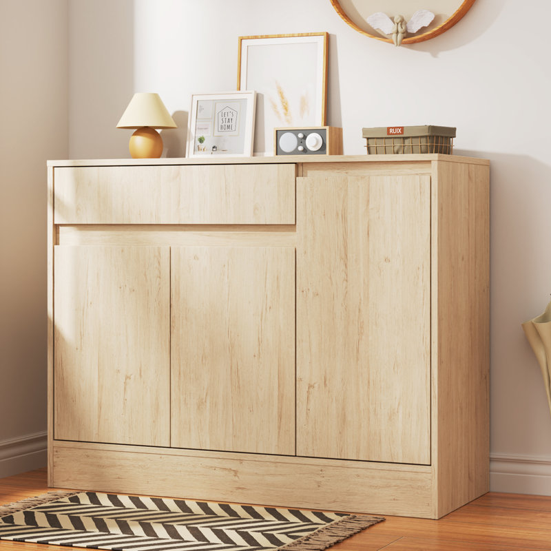Shoe Cabinet Storage With 3 Doors, Freestanding Shoe Cabinet With Drawer & Adjustable Shelves, Wooden Shoe Organizer For Entryway, Hallway