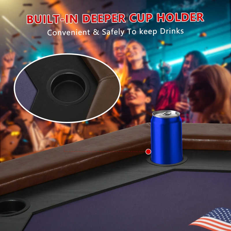 Poker Table RayChee 50'' 8 - Player Pine Foldable Poker Table