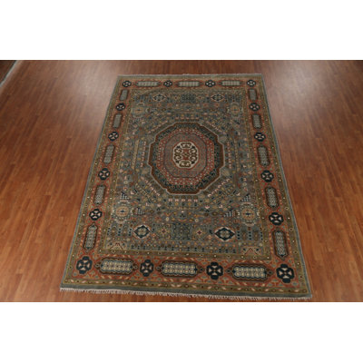 Tapis indien Khotan fait à la main gris 8 x 12