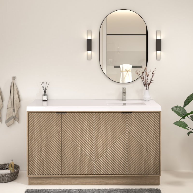 Monterey 59" Freestanding Bathroom Vanity with Reinforced Acrylic Right Sink