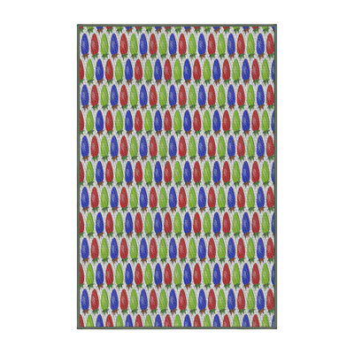 Tapis vert/bleu marine à motifs