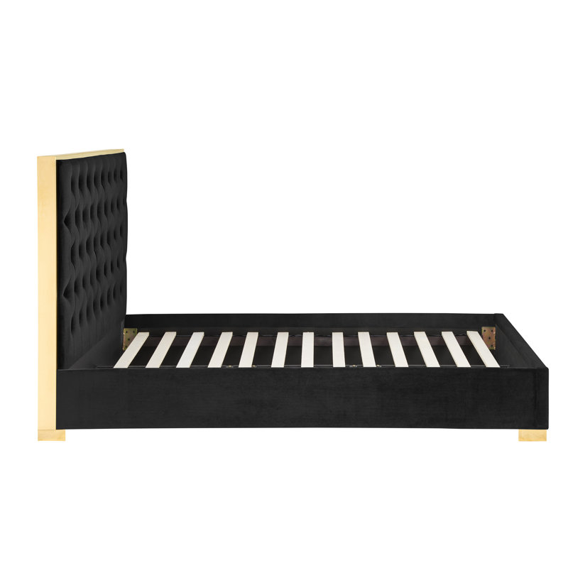 Barbel Upholstered Bed, Black, Brown, Double (4'6)
