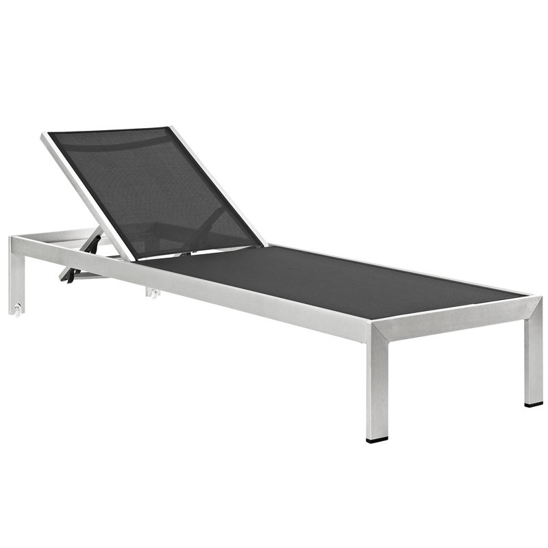 Chaise longue d'extérieur en filet Shore, Argent noir