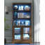 Bibliothèque 65 po brun rustique avec éclairage ambiant multicolore (télécommande de l'application) - Tablette haute avec portes d'armoire pour le salon, la chambre à coucher, le bureau ou le bureau