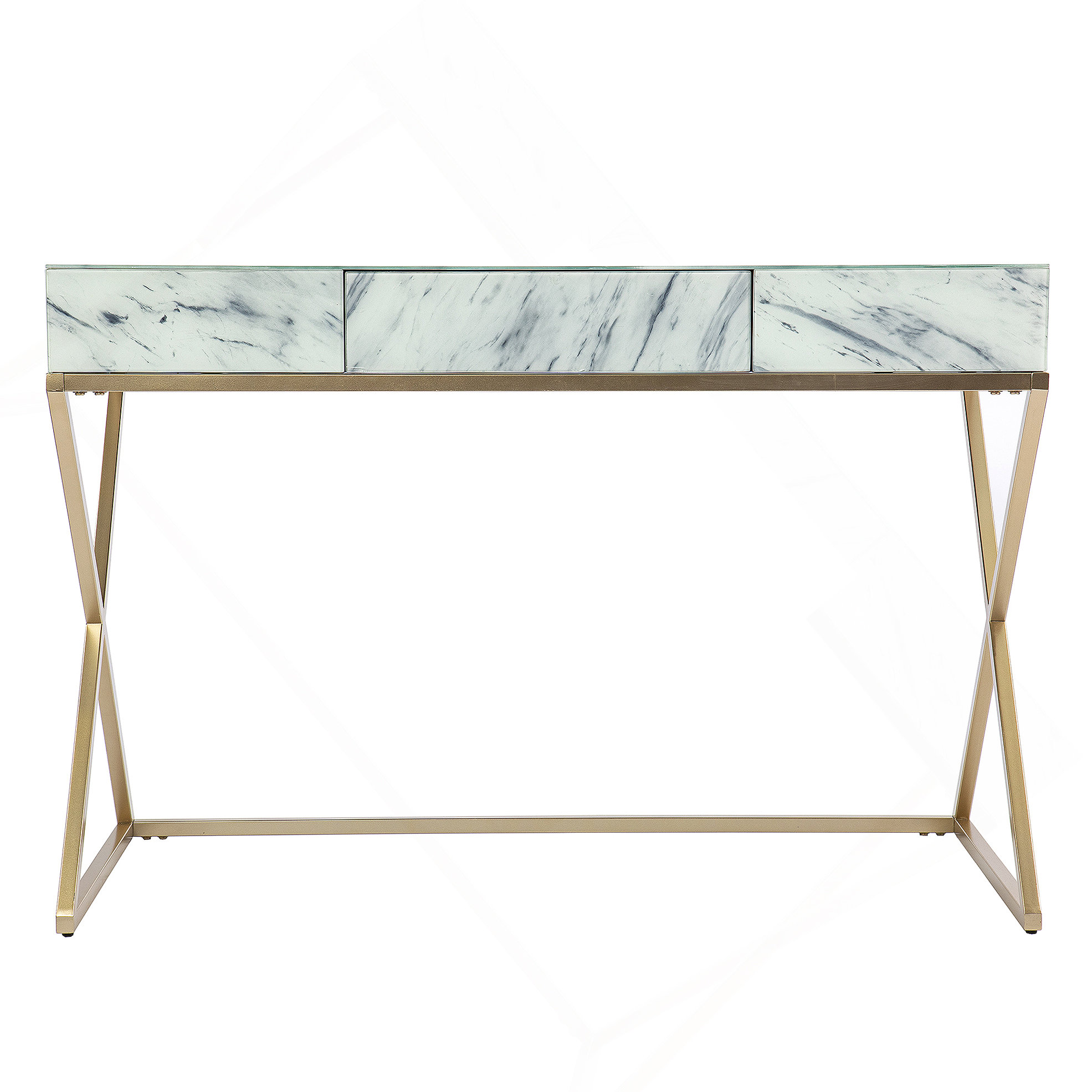 Mercer41 Faux Marble Writing Desk w/ Storage - Wayfair Canada