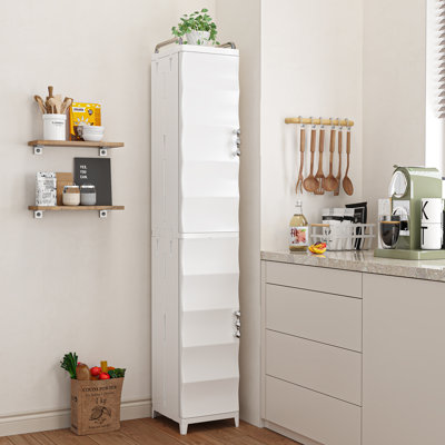 Abdullah 6-Tier Foldable Plastic Storage Cabinet With Clear Doors And Removable Shelves