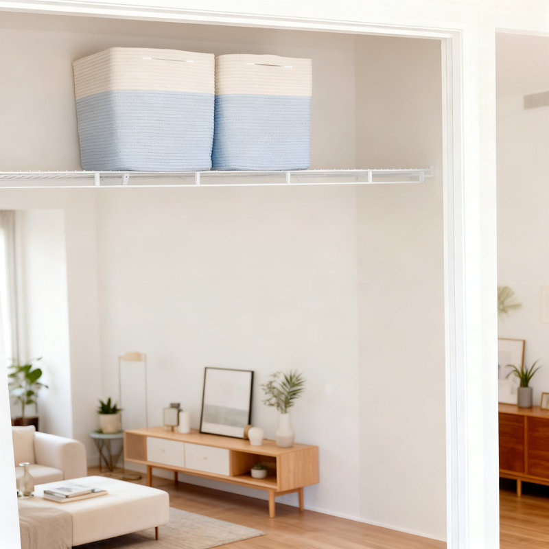 Ensemble de 3 bacs de rangement | Paniers de rangement en corde de coton tissé avec poignées renforcées | Conception extra profonde de 15 pouces pour une capacité de rangement maximale